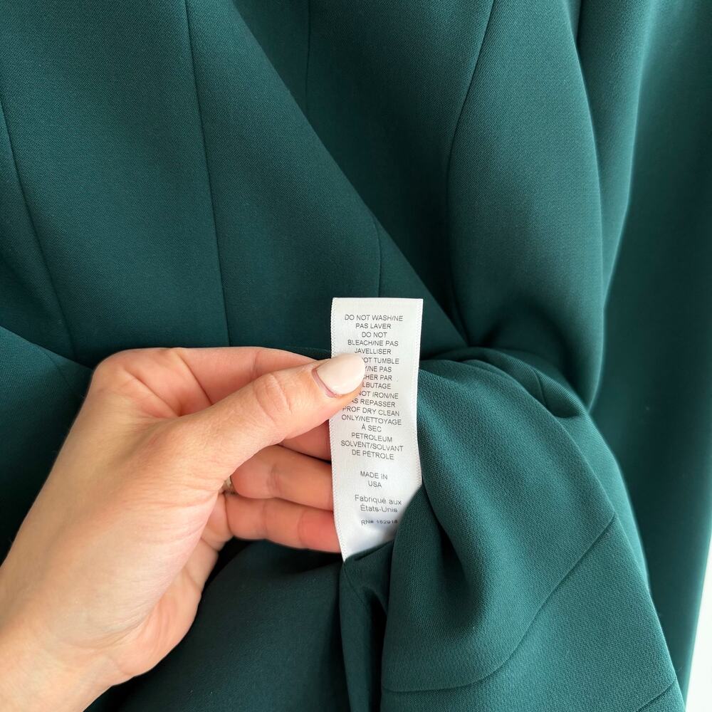 Carolina Herrera Crepe Pleated Midi Cocktail Dress Pine Green - Picture 10 of 12